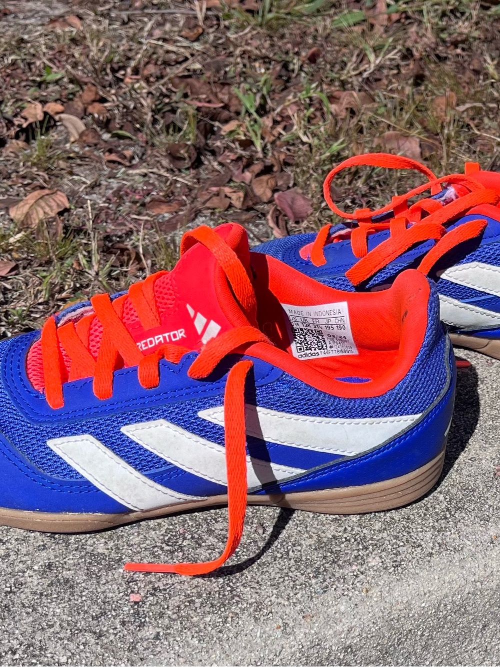adidas Kids Blue Sneakers with Bright Orange Accents